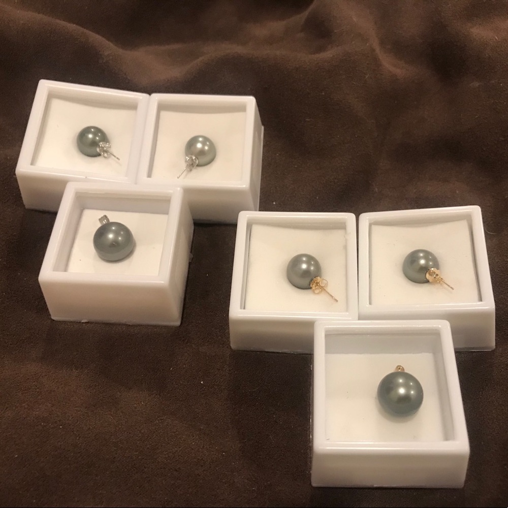 💯 14K Black Tahitian Pearl Earrings/Pendant Set